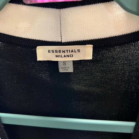 New Milano Black, White with Gold Accents on 2 Pockets  Sweater #MC013 - Picture 4 of 7